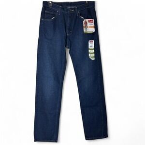 Wrangler Five Star Flex Regular Fit Dark Wash Men Jeans 31x32 Casual Work NWT